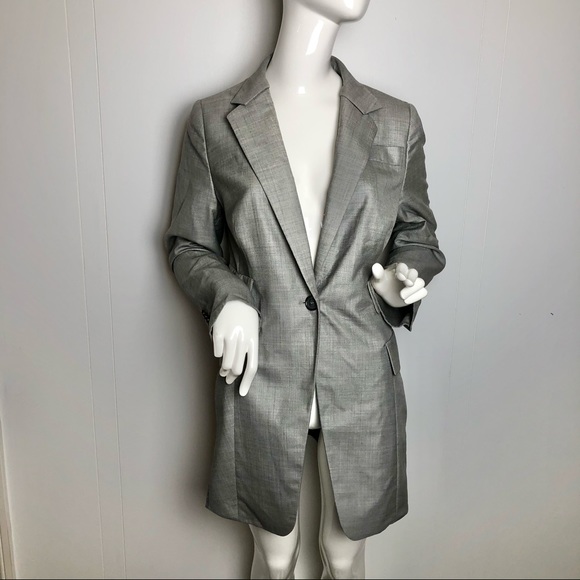 AKRIS Grey Blazer single button Wool Silk Blend